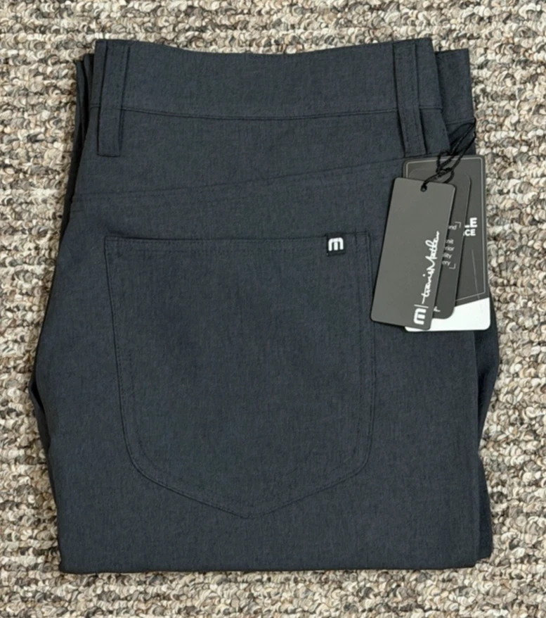 Travis Mathew Open to Close Performance Golf Pants Mens 33x30 Heather Black, NWT