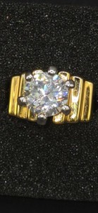 Authentic 3 Carat Cubic Zirconia Gold Plated Solitaire Ring Pre-Owned