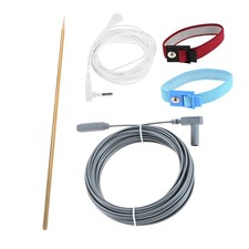 Copper Grounding Rod Kit with 40ft Female and 15FT Male Ground Cord Wristband