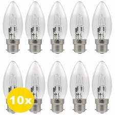 Halogen Candle Bulb 42w (60w) Watt BC B22d Eco Lamp Bayonet Cap Fitting 10 Pack