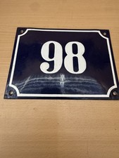 ALTE EMAIL EMAILLE Emailleschild Emailschild  HAUSNUMMER 99 BLAU/WEISS 20 x 14 