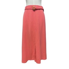 Sag Harbor Womens Coral Bamboo Buckle Preppy Coastal Resort Midi Skirt Sz 14