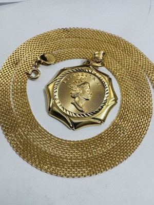 18K 750 Fine Yellow Gold Queen Elizabeth ll Necklace 17.6/18  Long 6.5mm 12.55g