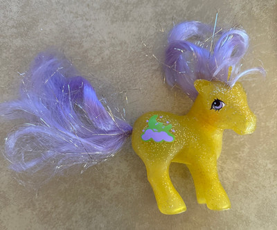 G1 My Little Pony Sparkle Pony NAPPER Purple Tinsel Hair Glitter Vintage