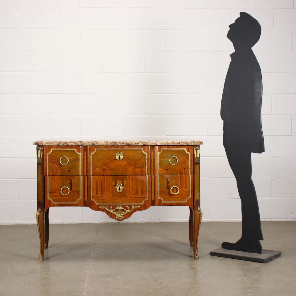 Cómoda neoclásica antigua con incrustaciones de André Louis Gilbert siglo XVIII Francia Foto 2 de 4