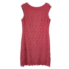 Lauren Ralph Lauren LRL Coral Pink Lace Cocktail Dress Pencil Career Women's 14