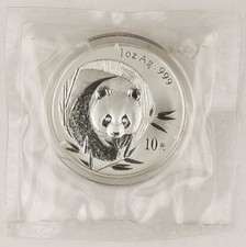 China 2003 1 Oz 999 Silver Panda 10 Yuan Coin Gem Bu Sealed In Omp