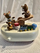 Vintage SCHMID 1981 TEDDY BEAR SEE SAW Music Box READ For Parts Only No Music