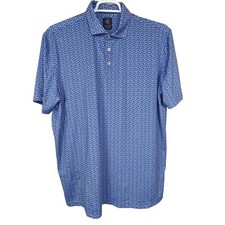 Donald Ross Polo Shirt XL Blue White Skull Print Performance Golf Stretch