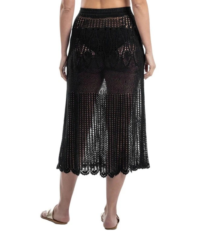 Maxi falda para mujer Dotti de ganchillo con cordón y cintura (negra, mediana) Foto 4 de 4