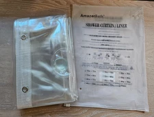 New AmazerBath Heavy Duty, 12 Gauge, 72" x 72" Clear Shower Curtain Liner 