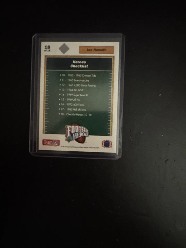 1991 Upper Deck - Football Heroes Joe Namath #18 Joe Namath Autograph /2500 (AU) - Image 2 of 2