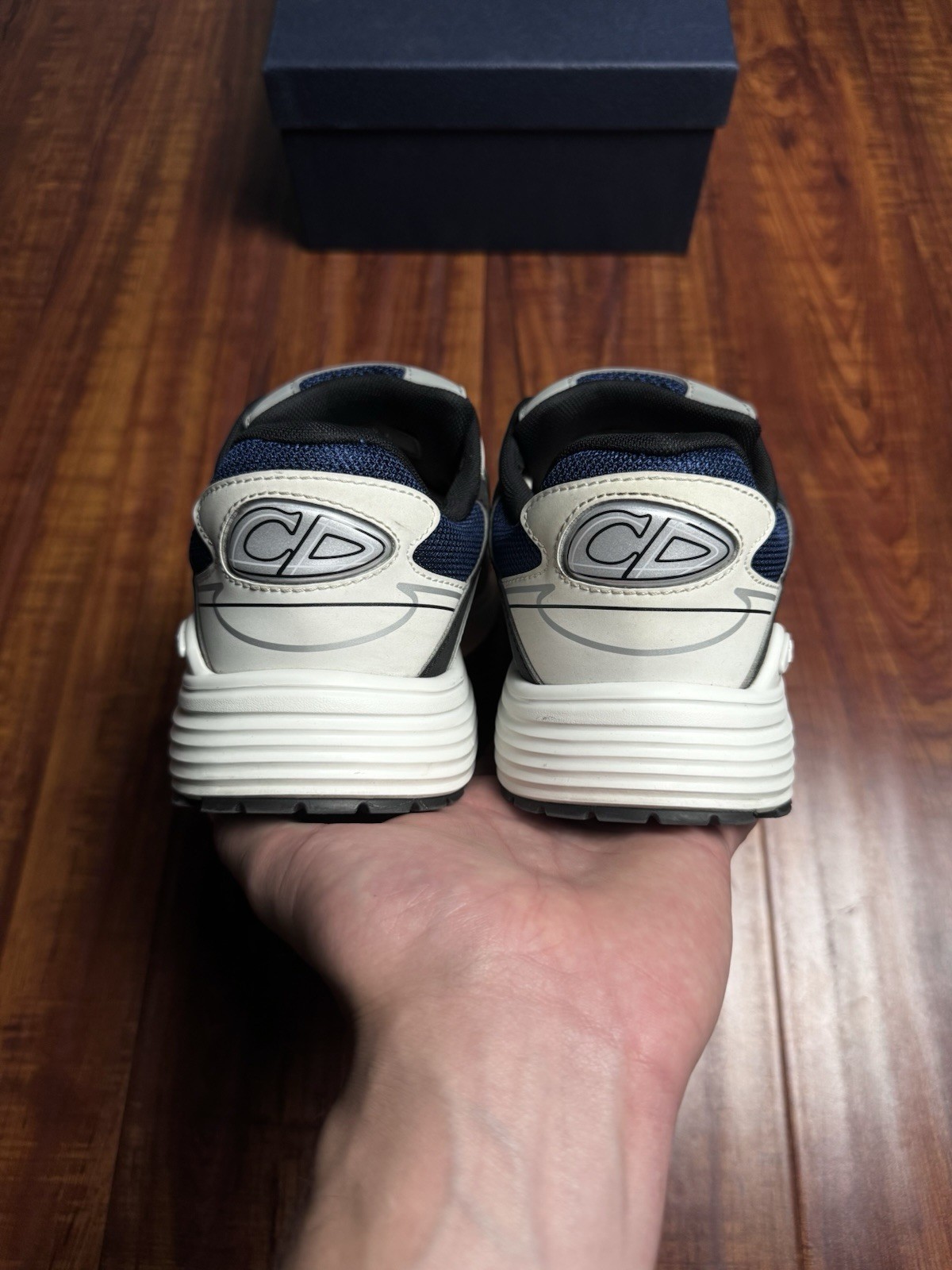Dior B30 Reflective CD Mens White Navy Blue Grey Black Sneakers - Size 42D 9US image 7