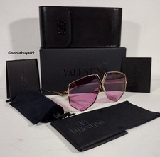 Valentino V-Hexagon Women's Sunglasses, Gold, Pink Lenses