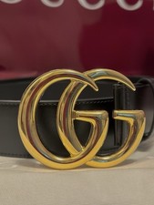 Cintura Gucci Originale - Pelle Nera  Doppia G Fibbia Oro