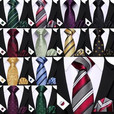 Pink Purple Grey Black Mens Paisley Tie Hankie Cufflinks Set Wedding Formal Work
