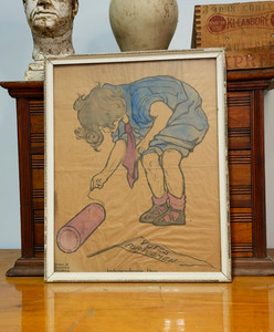 Vintage Suffrage Movement Votes For Women Painting Firecracker Artwork Signed