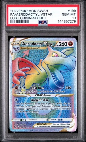 2022 POKEMON SWORD & SHIELD LOST ORIGIN #199 FA/AERODACTYL VSTAR PSA 10