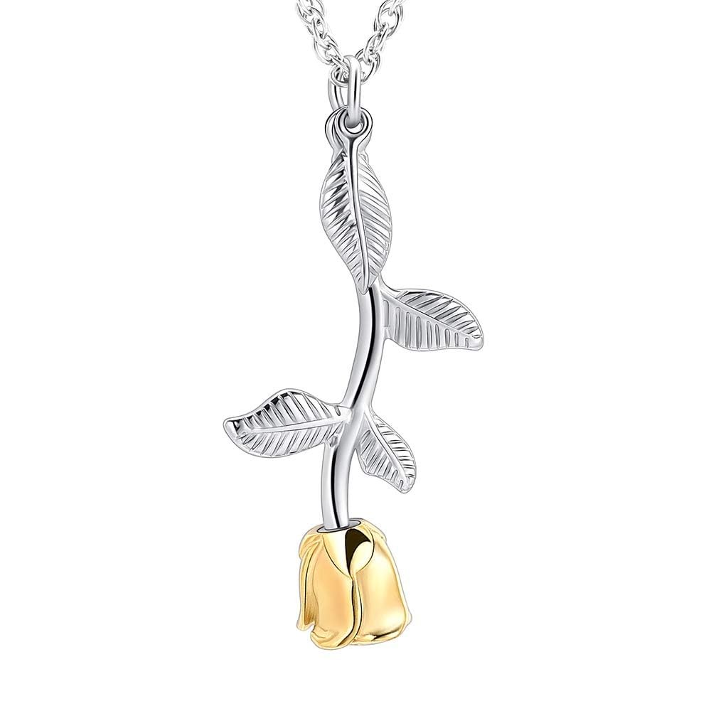Collana con urna a forma di fiore di rosa per cenere per donne e ragazze co