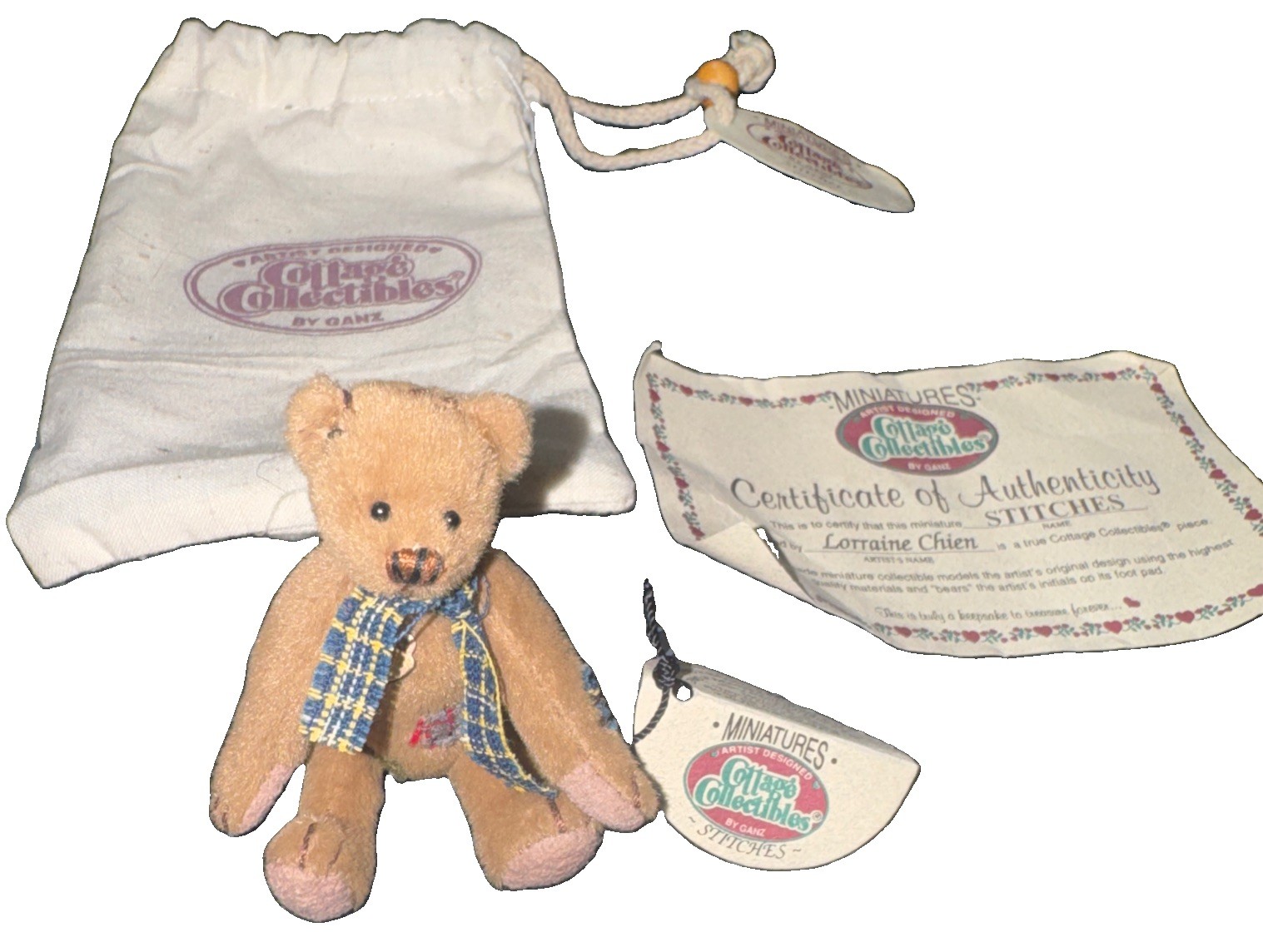 Cottage Collectibles by Ganz Miniatures  3" Stitches Bear w/COA