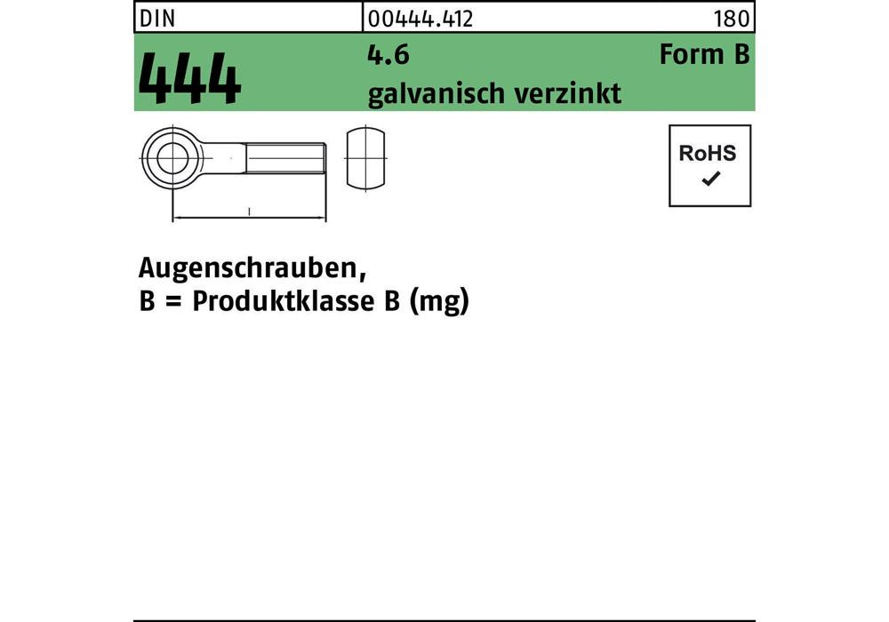 Reyher Augenschraube DIN 444 Form B BM 12 x 60 4.6 galvanisch verzinkt