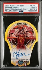 2023 BOWMAN U BEST BRONNY JAMES BUCKETS DC AU-GOLD REF/50 PSA9/10 POP1