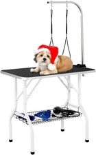 36'' Dog Grooming Table Pet Foldable Grooming Table with Double Loops Mesh Tray