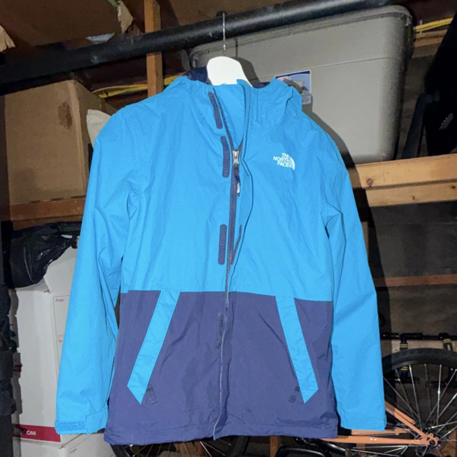 The North Face Boys Basic Jacket Blue Navy Hooded Full Zip Size 14/16