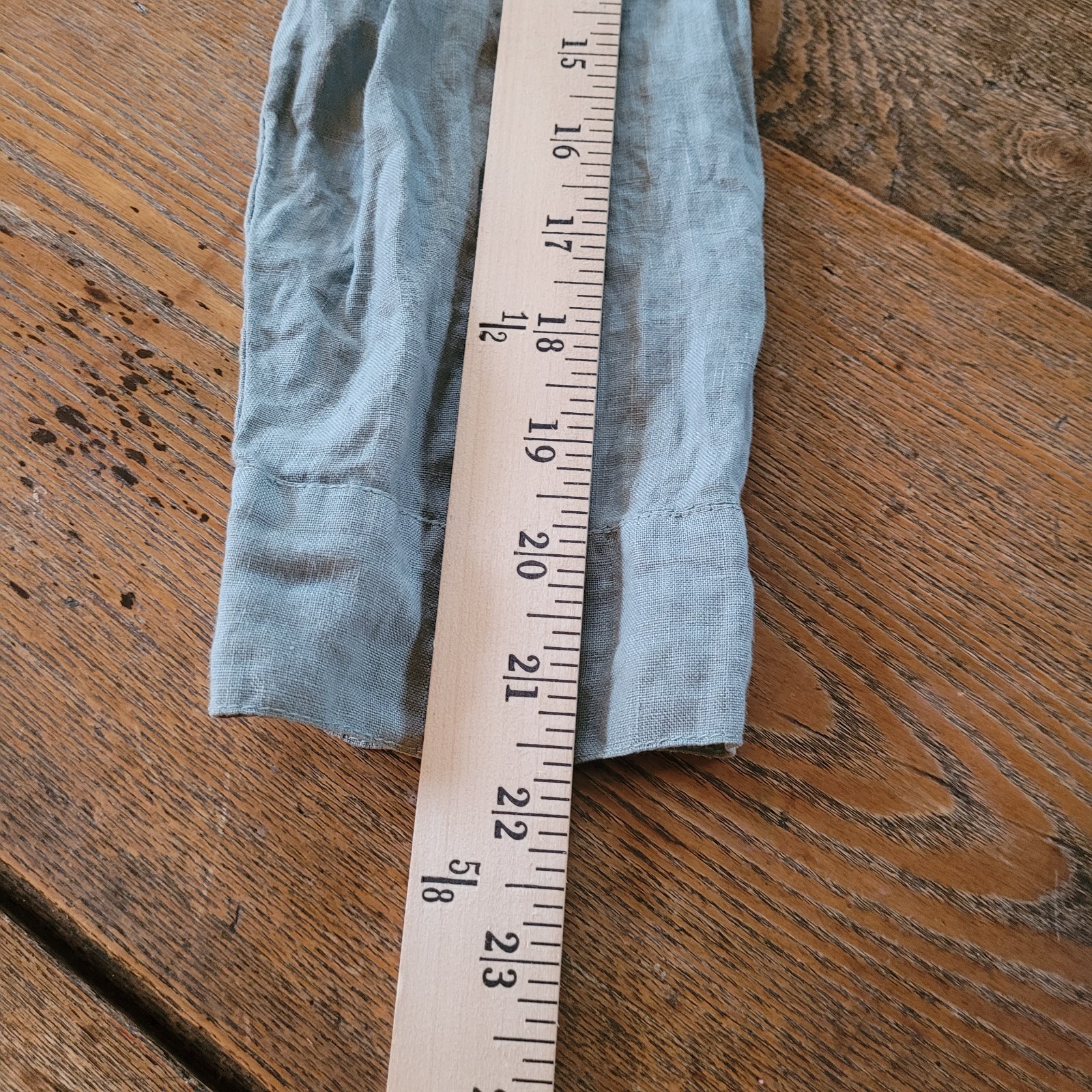 Matchpoint USA Linen Button Shirt L Blue Ruffle Boxy Lagenlook Coastal Beachy