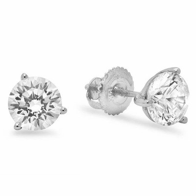 Martini Set In 14K White Gold Round Cut Natural Diamond 1.00Ct Stud Earrings