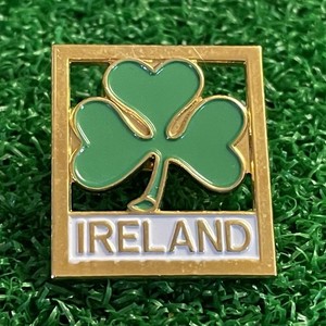 Authentic Ireland Enamel Shamrock Pin Green Travel Souvenir Yellow Gold Plated