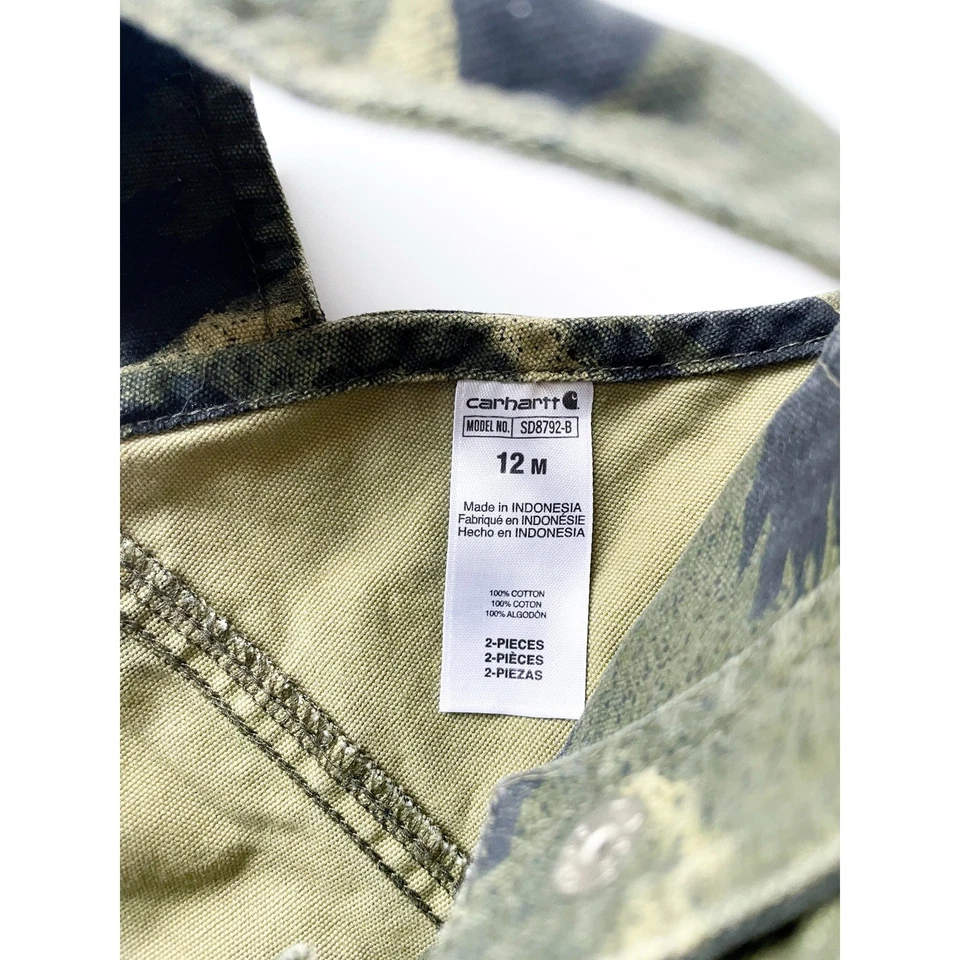 Шорты-комбинезон для мальчика Carhartt зеленые камуфляжные размер 12 месяцев - Изображение 2 из 3