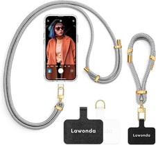 2 Pads Phone Lanyard Adjustable Crossbody Cell Neck Strap Porpoise Grey