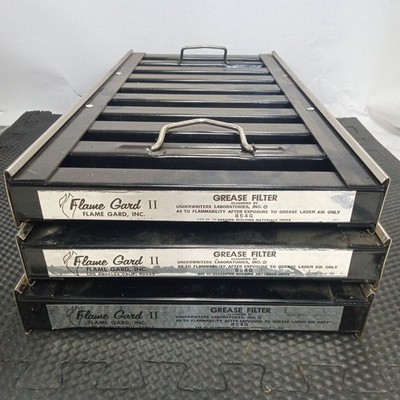 Set of 3- Flame Gard II 854G)  10'' x 20''Kitchen Baffle Grease Hood Filters NOS