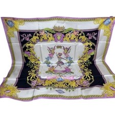 Vintage Atelier Versace Silk Scarf Shawl Large Angel Print Medusa Made in Italy