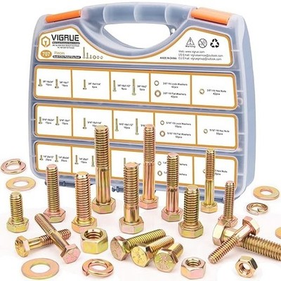 NEW! 707 pieces Bolts and Nuts Assortment Kit w/ Portable Container High Quality