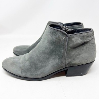 SAM EDELMAN GRAY SUEDE LOW TOP SIDE ZIP PETTY BOOTIES BOOTS WOMENS SZ 9