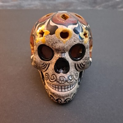 Day Of The Dead Ceramic Skull Hand Painted
