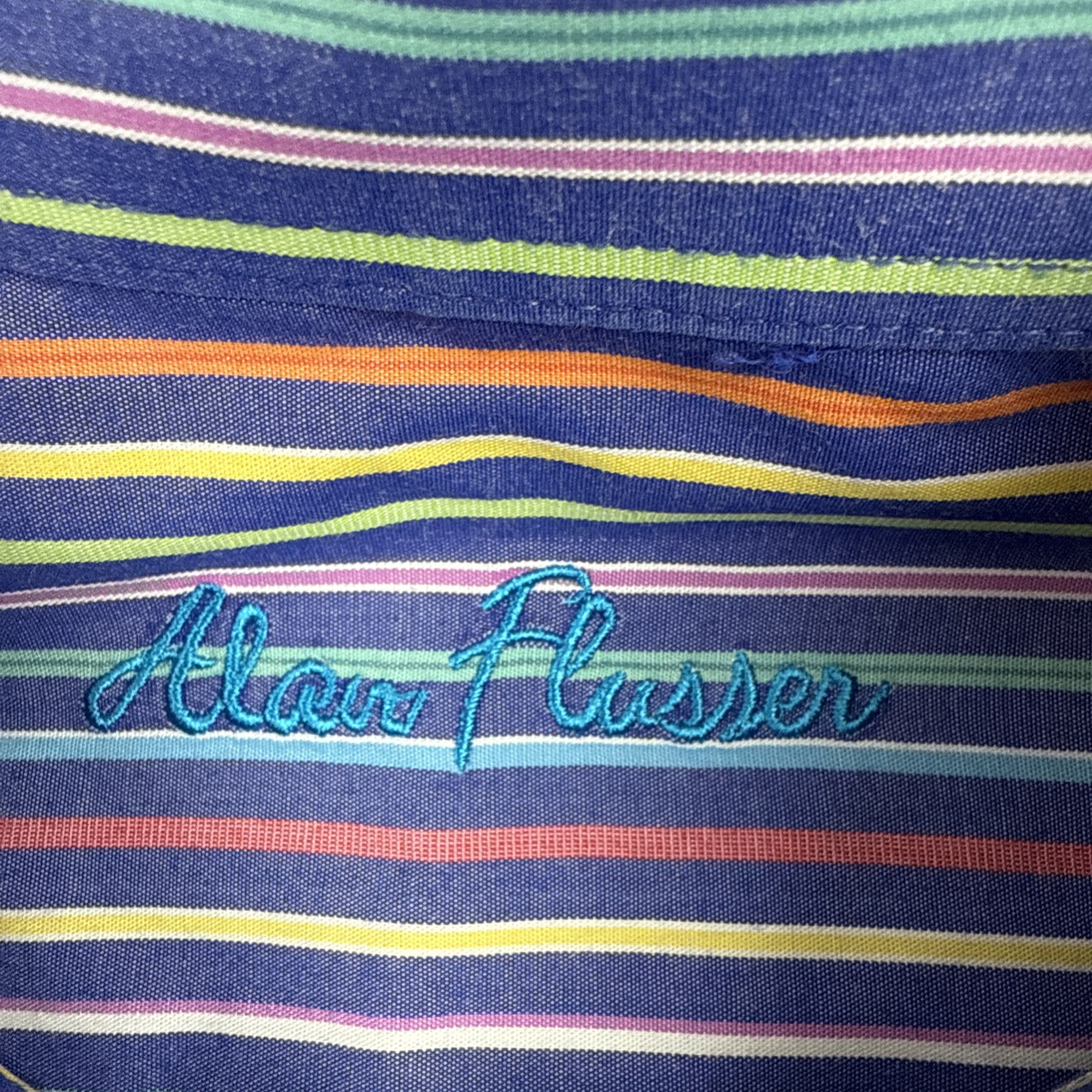 Alan Flusser Button Down Multi Colored Striped Lo… - image 8