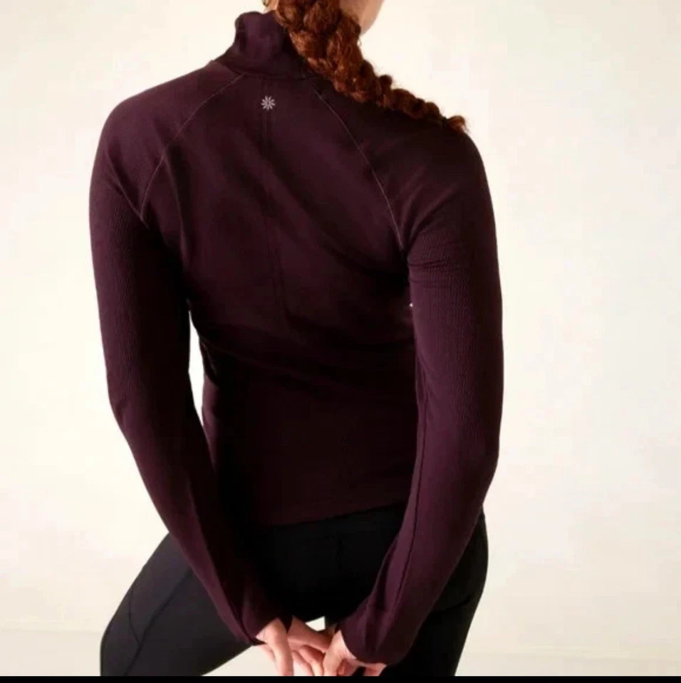Athleta Women Flurry  Seamless Turtleneck Size-M Spiced Cabernet Red Burgundy - Image 2 of 4