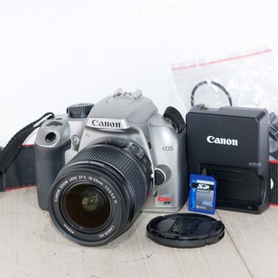 Canon EOS Rebel XS 10MP DSLR Camera Silver W 18-55mm Lens *VG* SHUTTER ONLY 925!