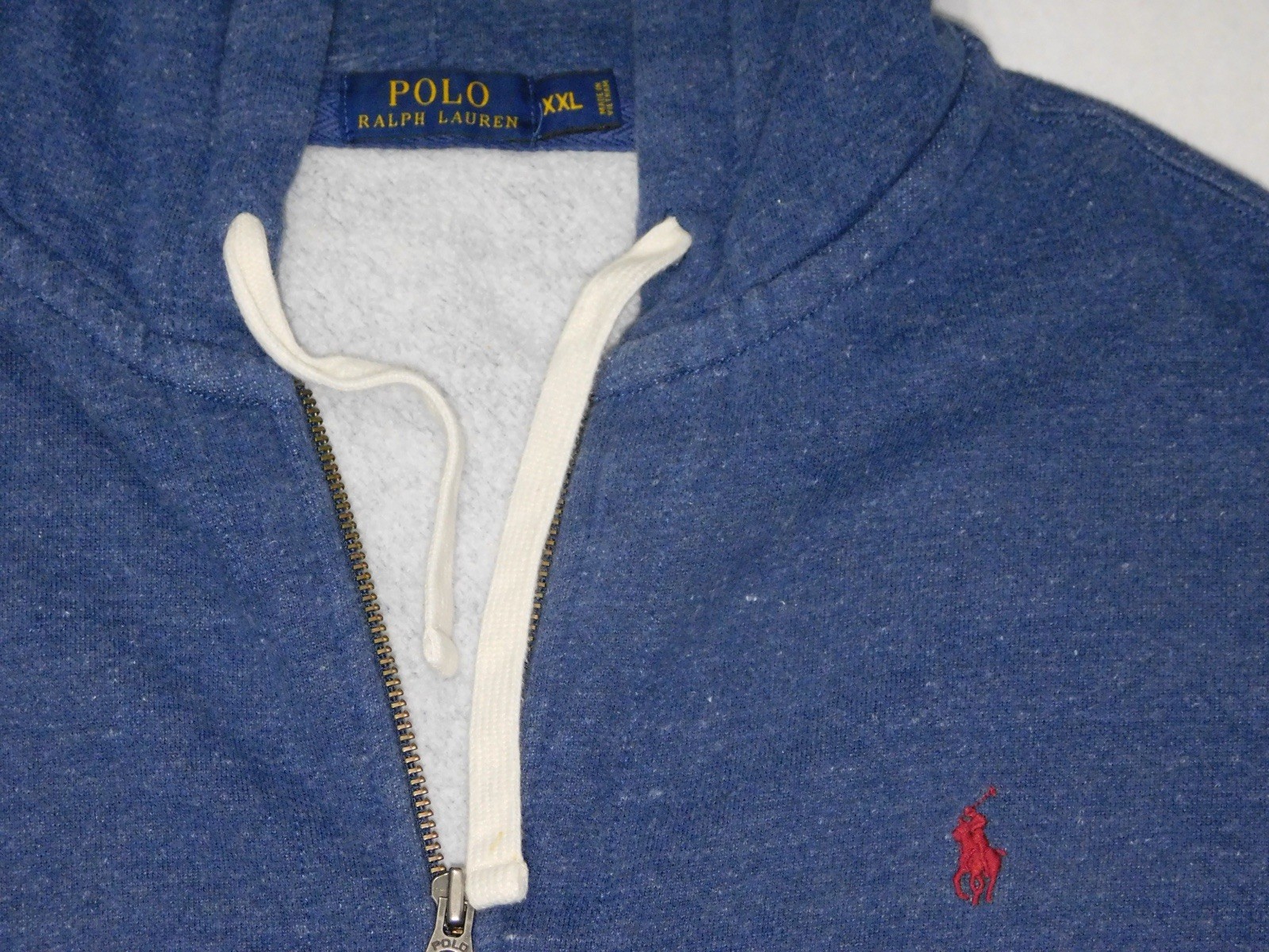 Polo Ralph Lauren felpa con cappuccio giacca uomo XXL blu erica full zip pile rosso pony