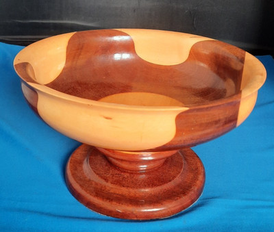 Vintage handgefertigte Obstschale mit Holzsockel im Stil von Richard Chapman