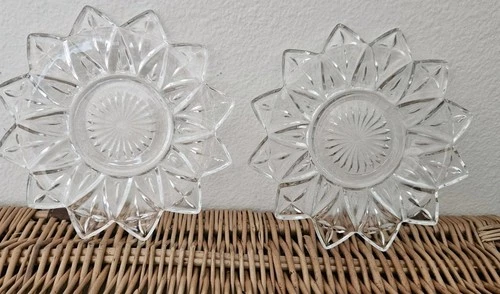 Vintage Federal Glass Petal Pattern Bread Butter Saucer Plate 6.5", Set Of 2 Exc