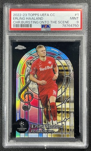 ERLING HAALAND PSA 9 2022 TOPPS CHROME UCC #1 THE GRAIL BURSTING ONTO THE SCENE
