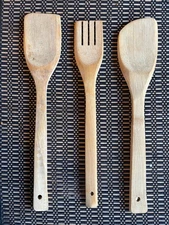 3 pcs Cooking Set Solid Wood Bamboo Spoon Fork Spatula Turner Kitchen Utensils
