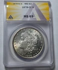1878-CC MORGAN $1 Dollar Silver Coin ~ANACS Cert MS63 BUnc ~ PL Appeal ~Rev Tone