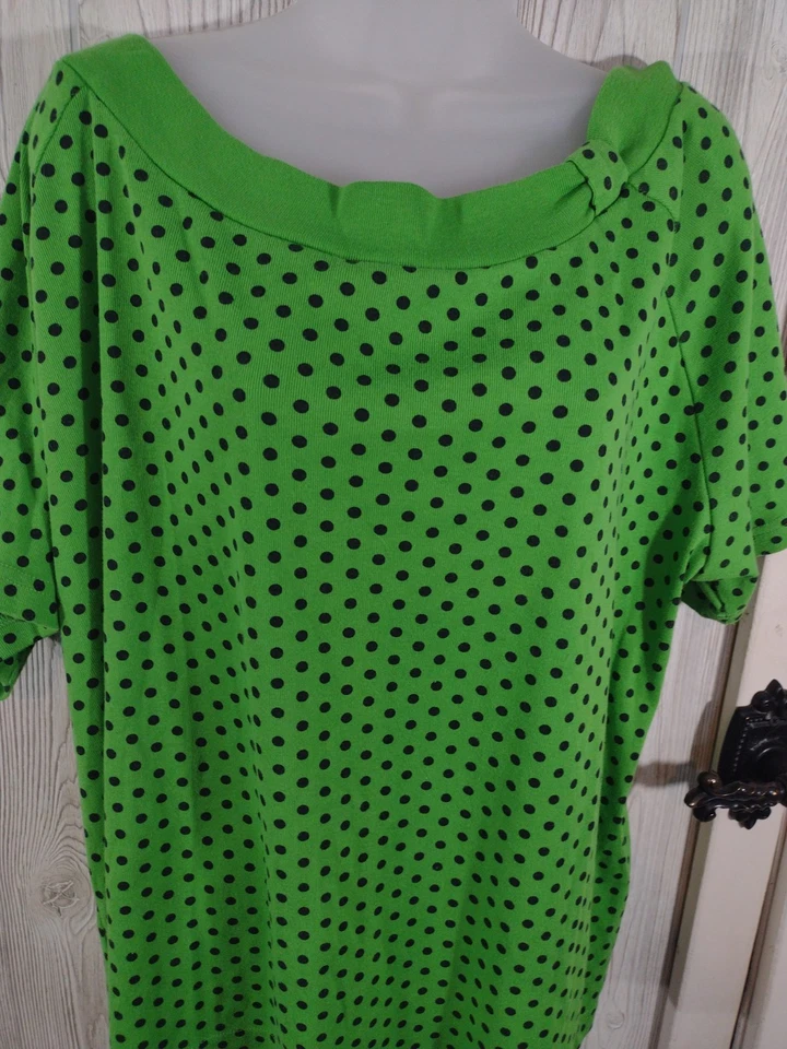 Blusa Carolina Colours Plus Mujer 3X Verde Negro Polkadot Elegante Foto 2 de 4