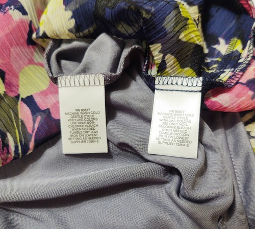 Liz Claiborne Woman 1X Sheer Floral Tunic Blouse w/Camisole NWT Navy Blue Pink - Picture 6 of 12