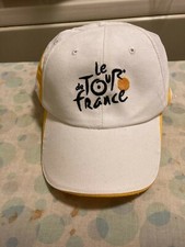 Le Tour De France Bicycle Race Hat White with Yellow Stripe all Around